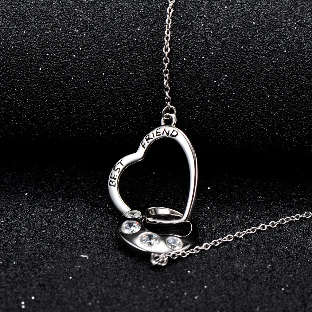 Sterling Silver Circular Shaped Cubic Zirconia Paw & Heart & Infinity Symbol Pendant Necklace-4