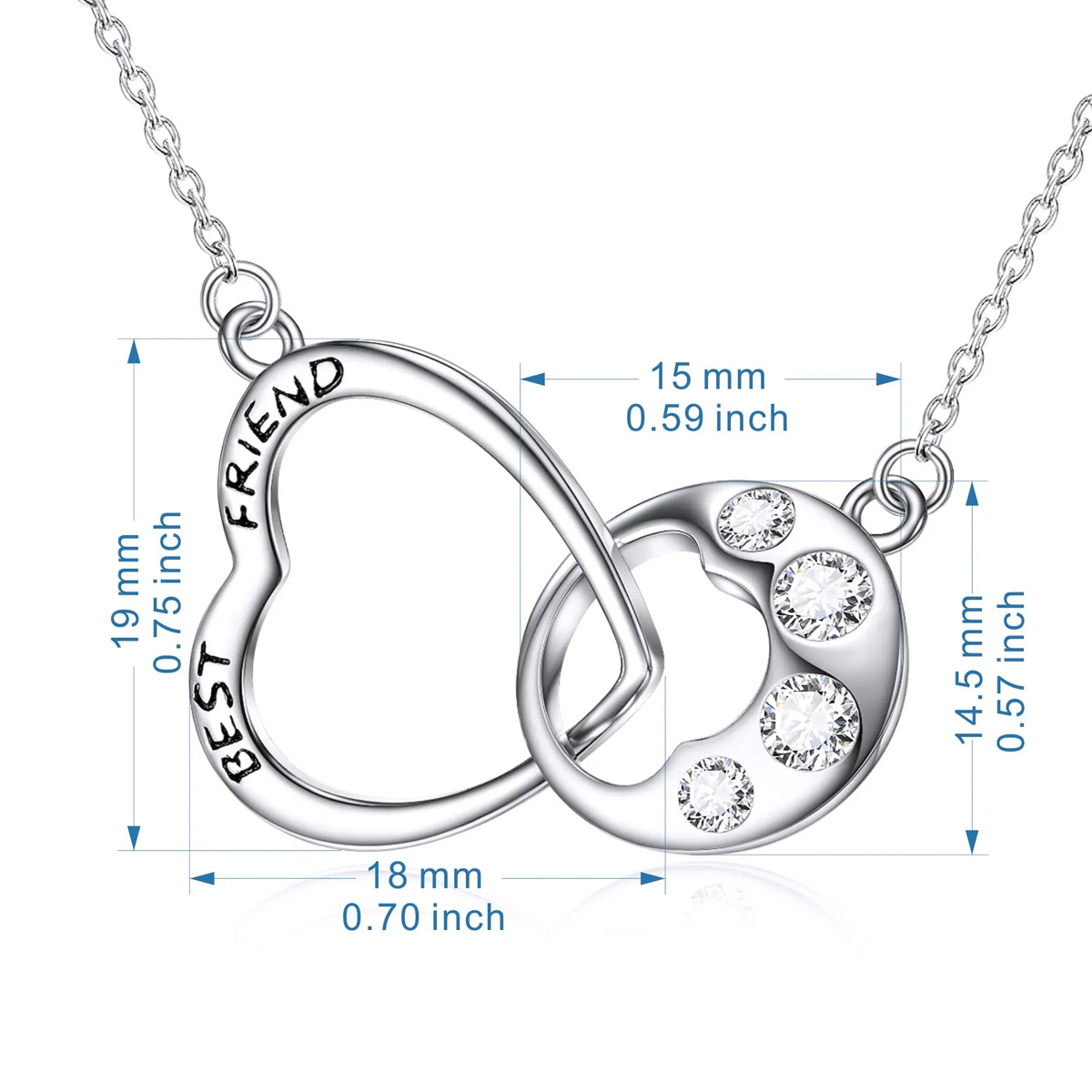 Sterling zilveren cirkelvormige cubic zirconia poot & hart & oneindigheid symbool hanger ketting-5