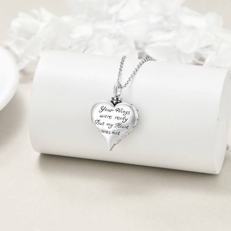 Sterling Silver Circular Shaped Cubic Zirconia Paw & Heart Urn Necklace for Ashes with Engraved Word-3