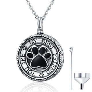 Sterling Silver Circular Shaped Paw Urn Necklace for Ashes-39