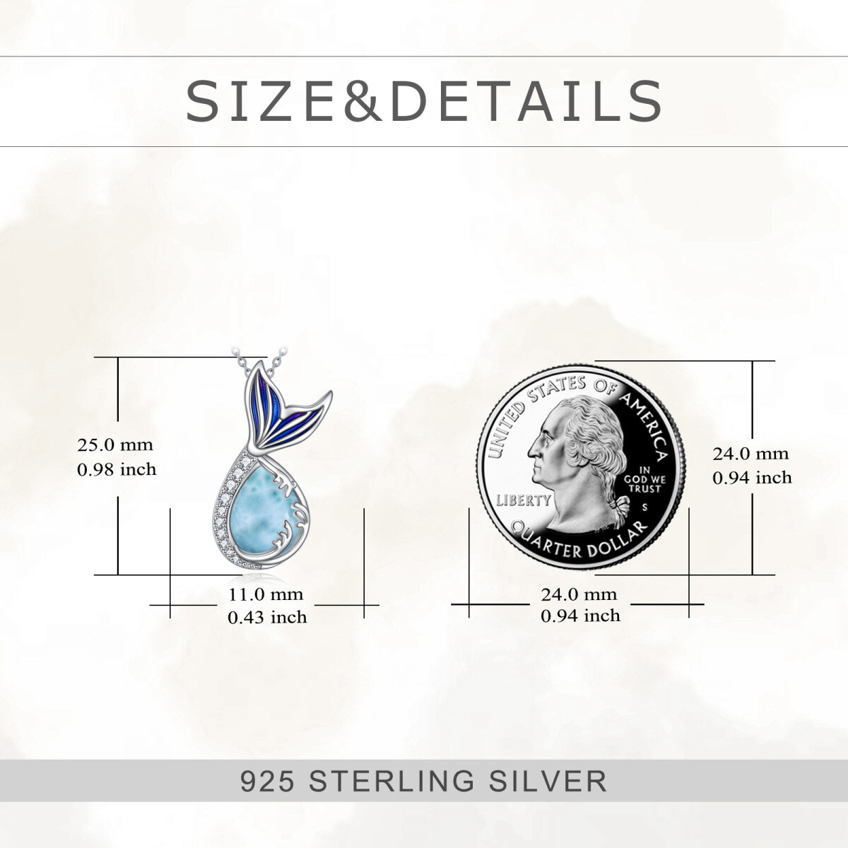 Sterling Silber kreisförmig & birnenförmig Cubic Zirkonia & Lalimar Stein Meerjungfrau Sch-5