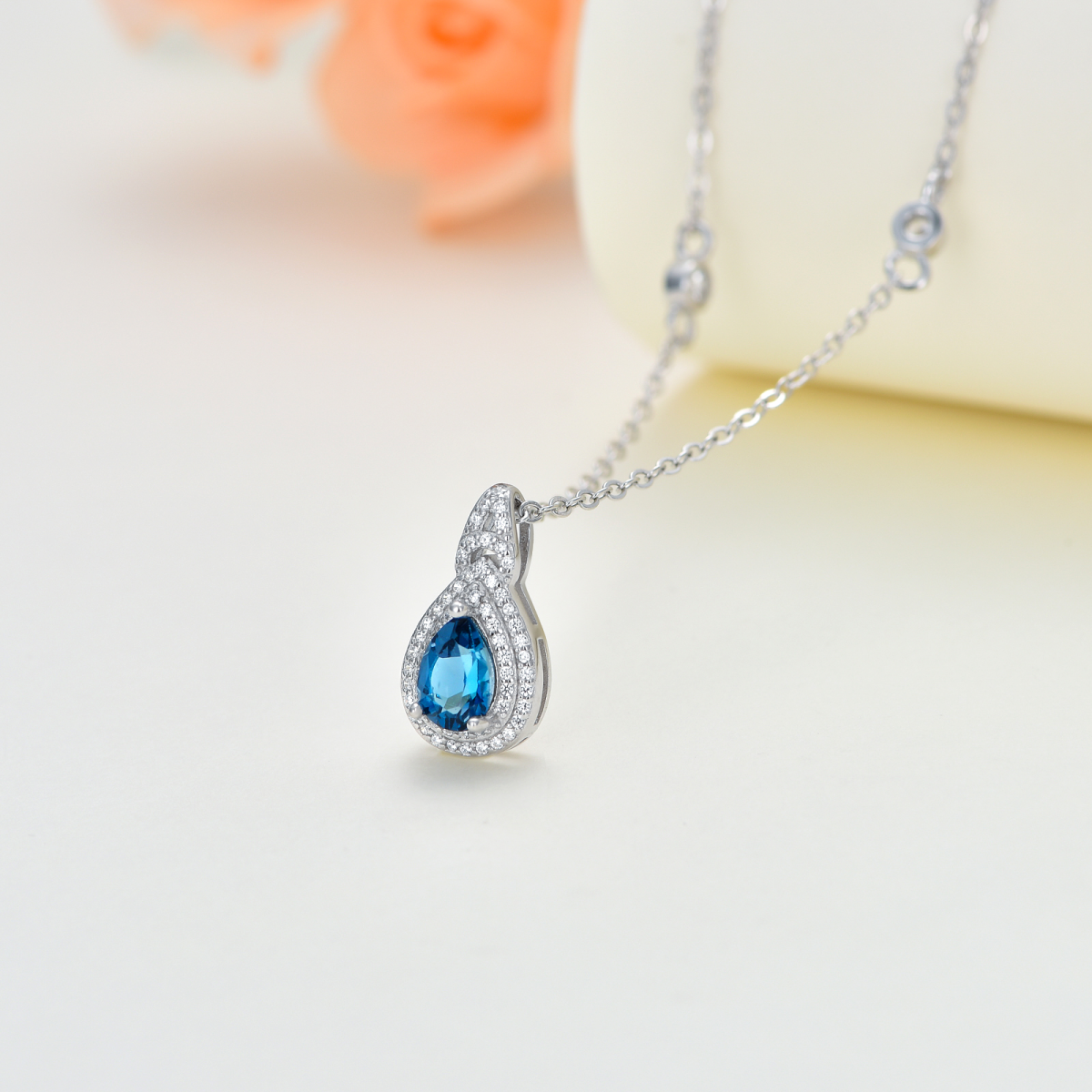 Collana con pendente a forma di goccia in topazio pera in argento sterling per la migliore amica delle donne-5