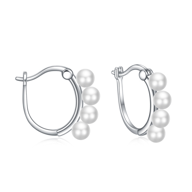 Boucles d'oreilles en argent sterling avec perles de forme circulaire