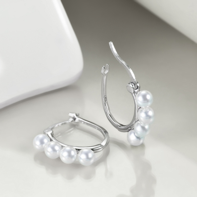 Boucles d'oreilles en argent sterling avec perles de forme circulaire-4