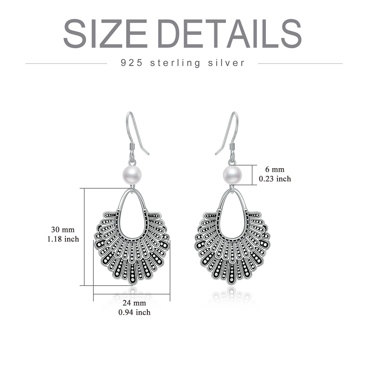 Boucles d'oreilles pendantes en argent sterling avec perles de forme circulaire et collier-5