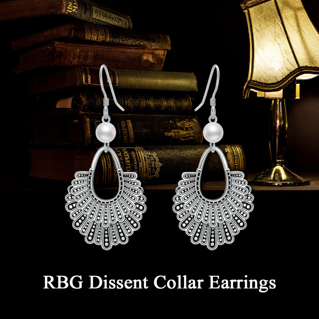 Srebrne kolczyki w kształcie koła z perłą Ginsberg Collar Drop Earrings-6