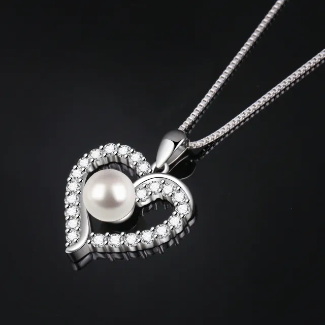 Collier en argent sterling avec pendentif en forme de coeur en perle de forme circulaire-4