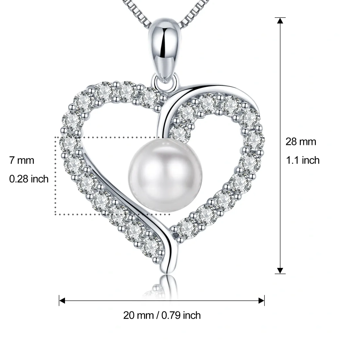 Collier en argent sterling avec pendentif en forme de coeur en perle de forme circulaire-5