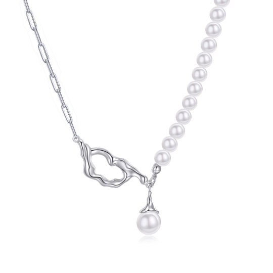 Sterling Silver Circular Shaped Pearl Pendant Necklace