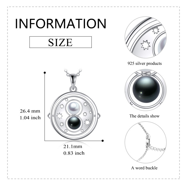 Sterling Silver Circular Shaped Pearl Pendant Necklace-5