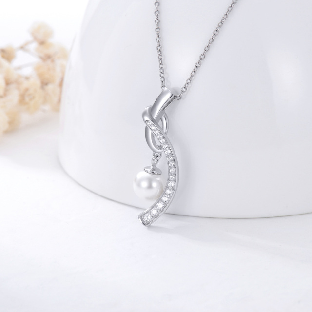 Collier en argent sterling avec pendentif en forme de perle circulaire-3