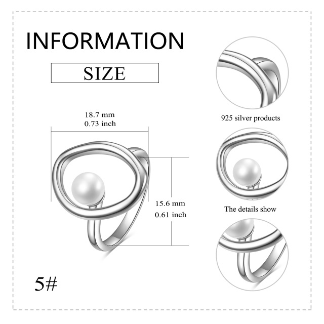 Sterling zilveren cirkelvormige parelring-6