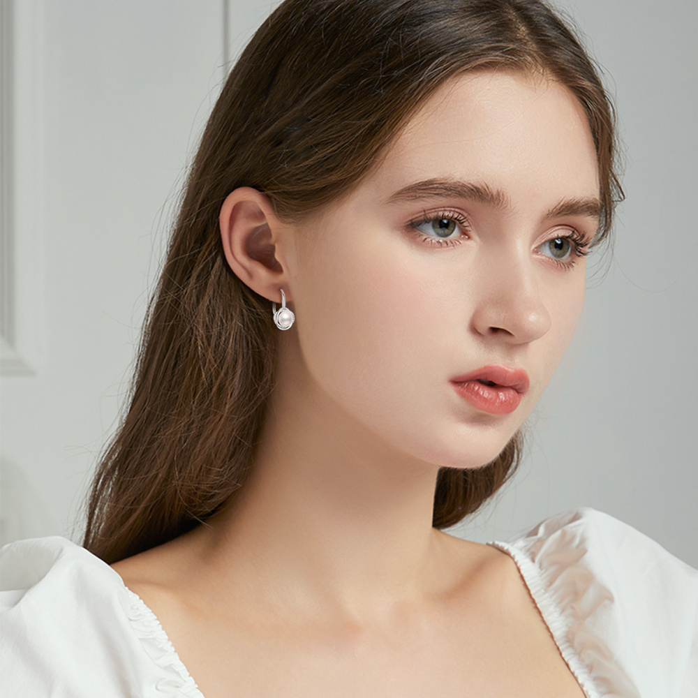 Boucles d'oreilles en argent sterling avec perles de forme circulaire-2