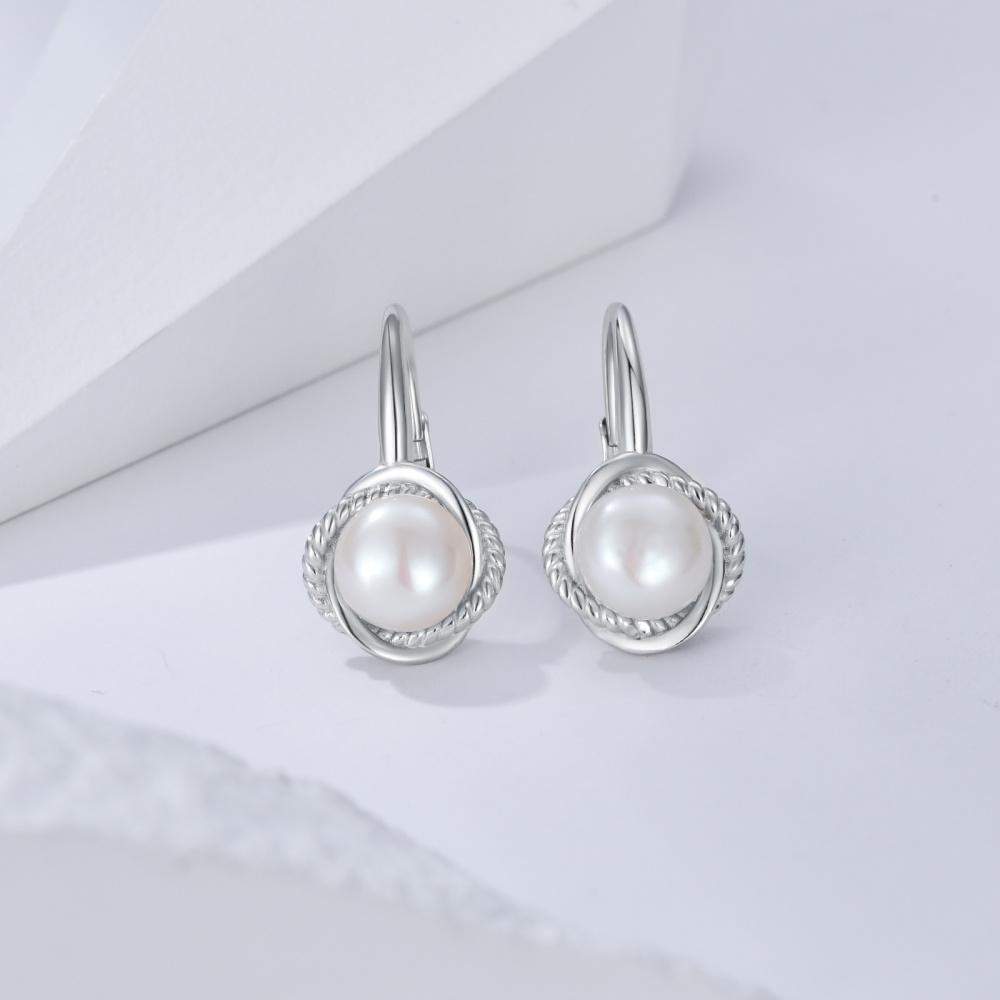 Boucles d'oreilles en argent sterling avec perles de forme circulaire-3