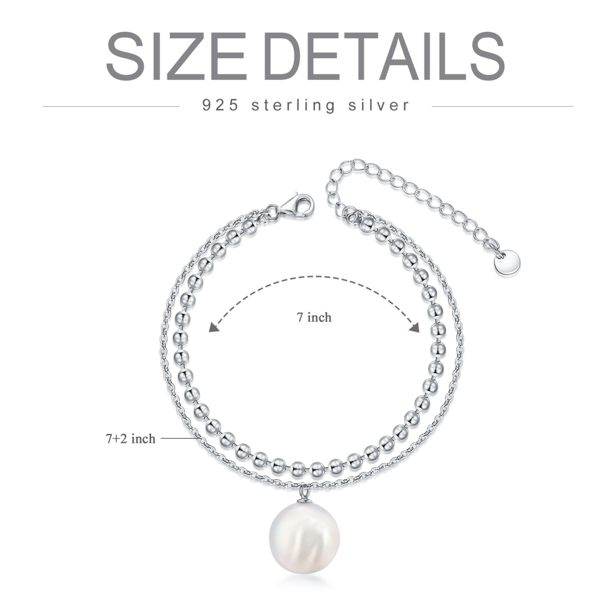 Sterling Silver Circular Shaped Pearl Round Layerered Bracelet-5