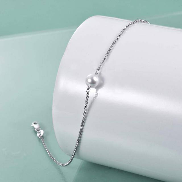 Bracelet de cheville en argent sterling avec une perle de forme circulaire et une seule co-4