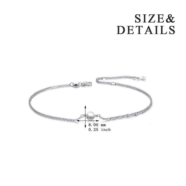 Sterling Silver Circular Shaped Pearl Single Layer Anklet-5