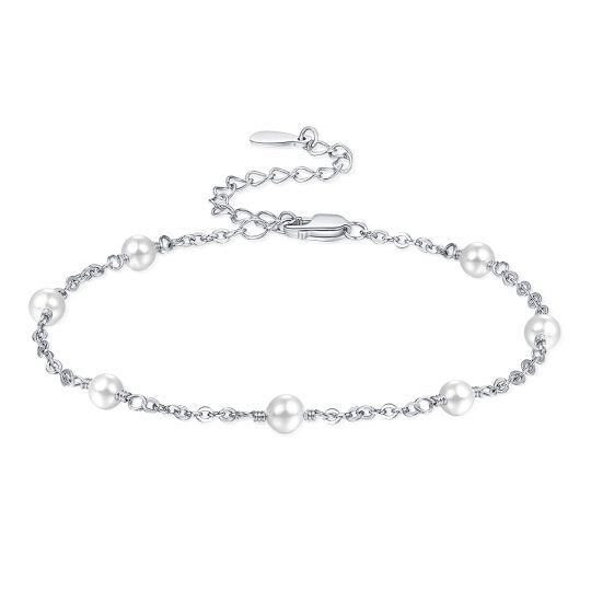 Bracelet de cheville en argent sterling avec une perle de forme circulaire et une seule co