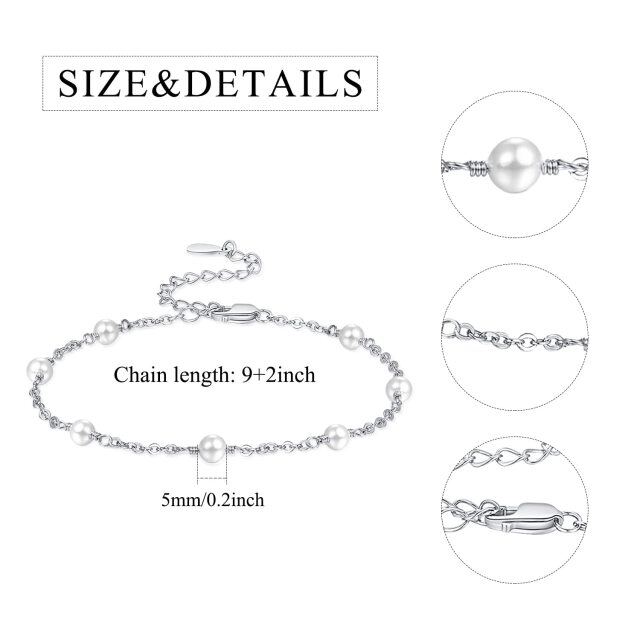 Sterling Silver Circular Shaped Pearl Single Layer Anklet-4