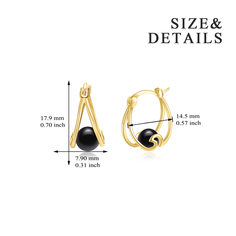 Sterling Silver with Yellow Gold Plated Pearl Spray Hoop Earrings-5