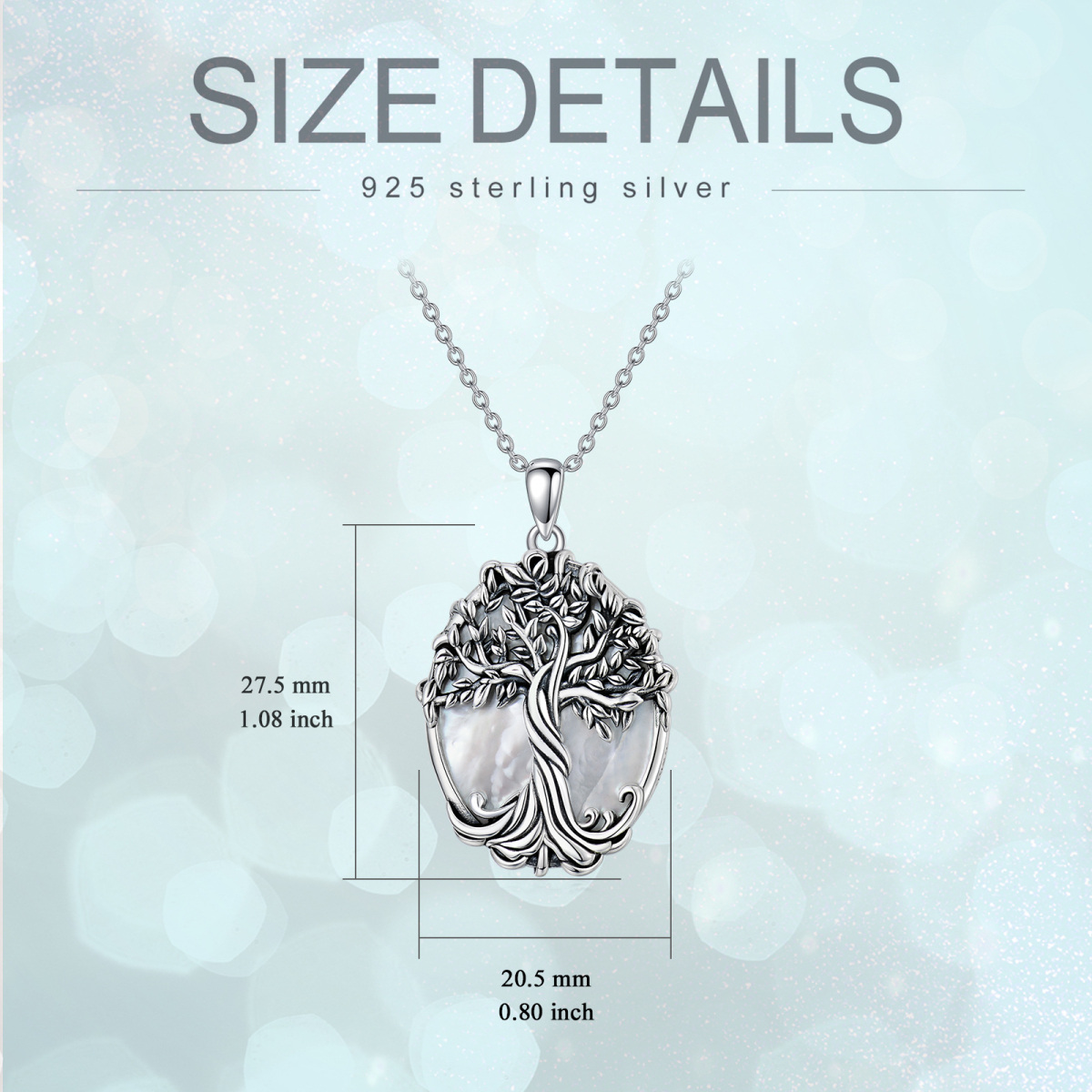 Sterling Silver Circular Shaped Pearl Tree Of Life Pendant Necklace-5