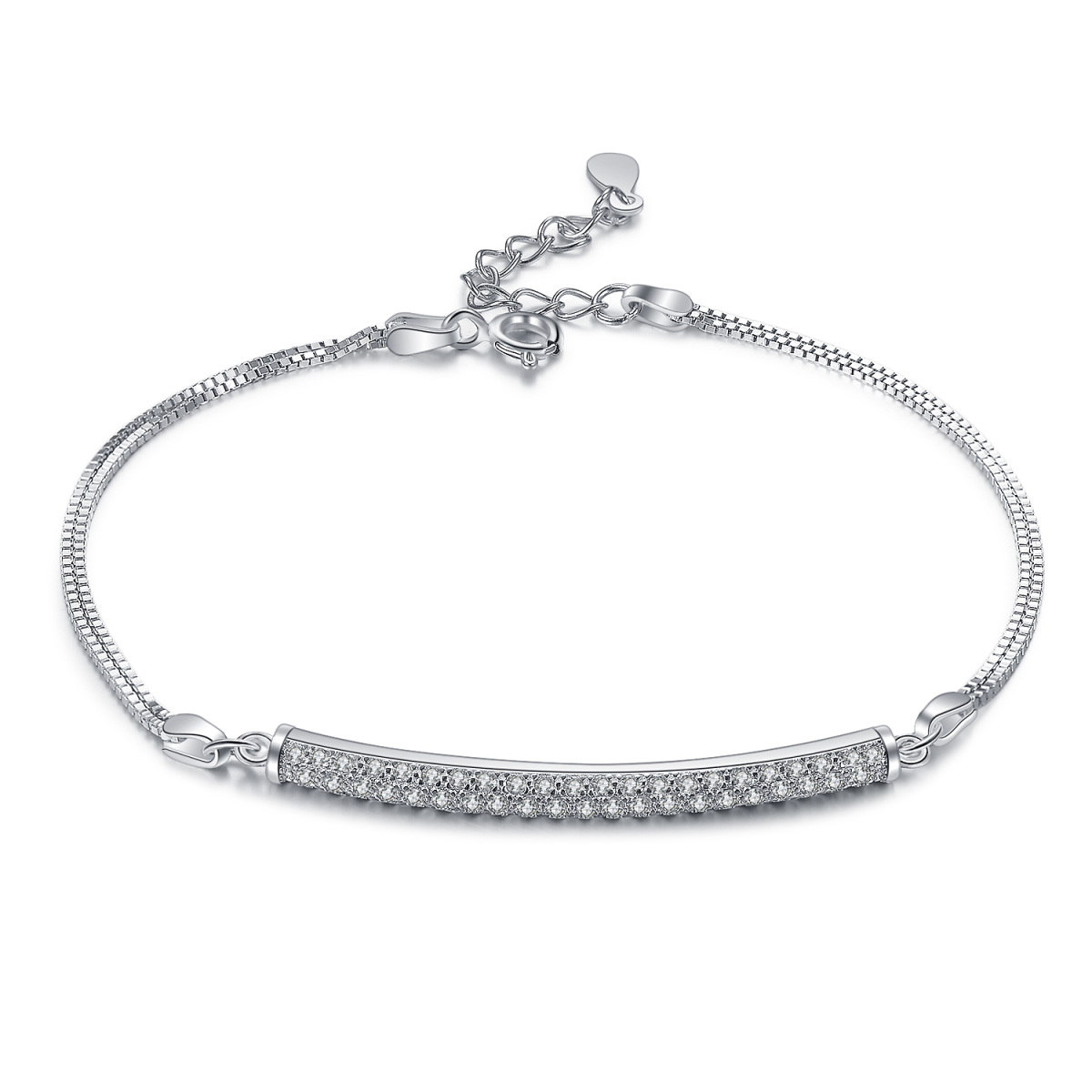 Sterling Silber kreisförmig Cubic Zirkonia Anhänger Armband-1