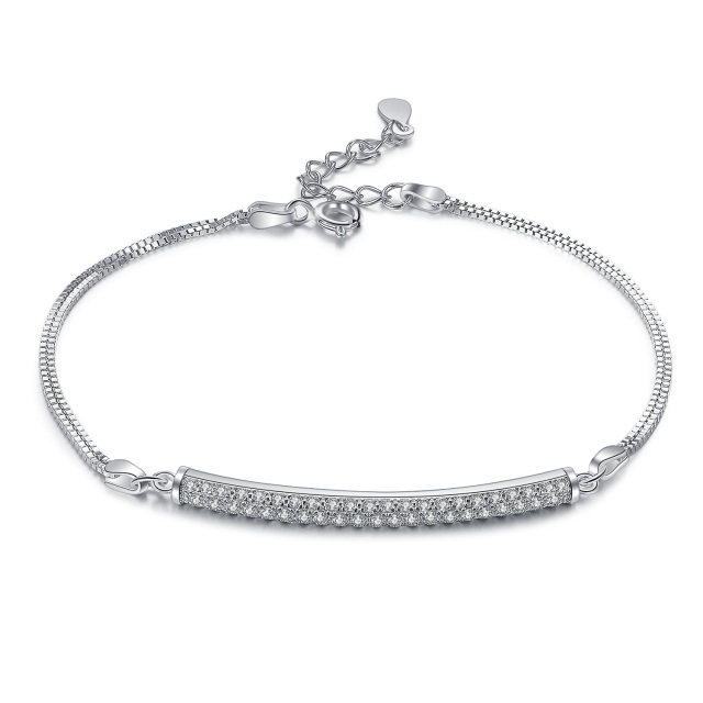 Bracciale con pendente in argento sterling con zirconi cubici a forma circolare-1