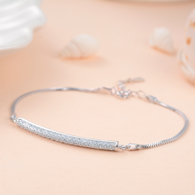 Bracciale con pendente in argento sterling con zirconi cubici a forma circolare-4