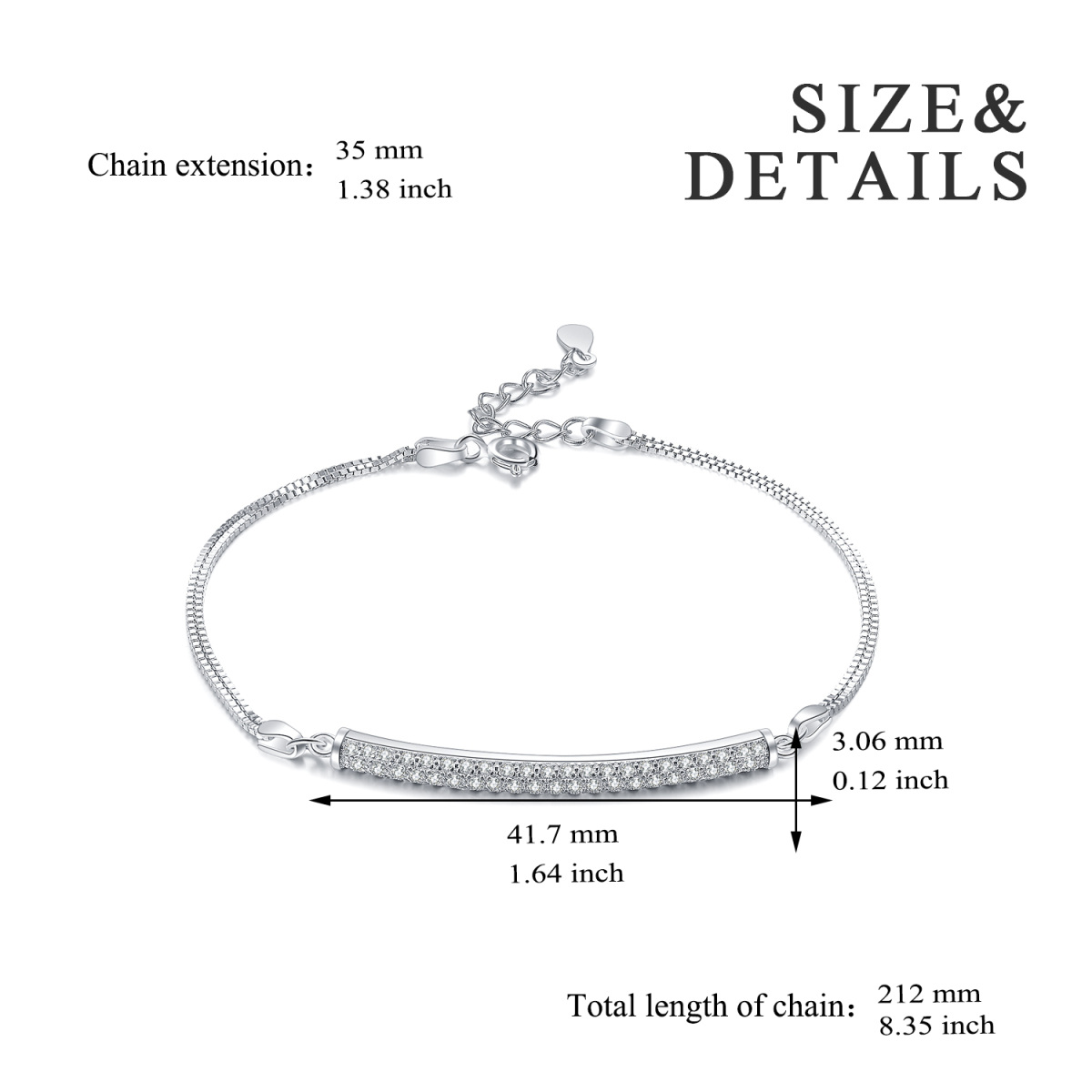 Sterling Silber kreisförmig Cubic Zirkonia Anhänger Armband-5