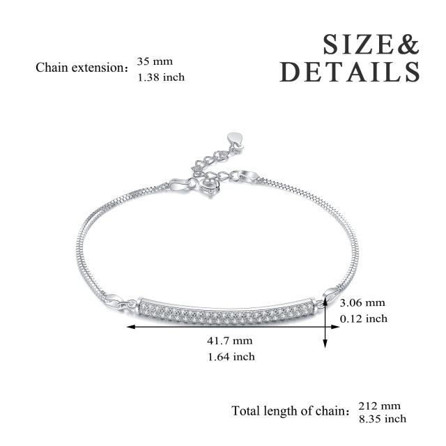 Sterling Silver Circular Shaped Cubic Zirconia Pendant Bracelet-5