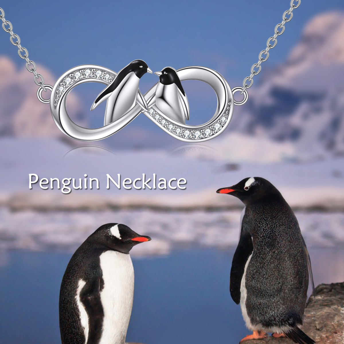 Collier en argent sterling avec pendentif en zircon cubique représentant un pingouin et le-6