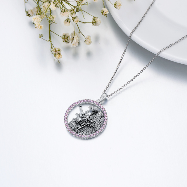 Collana con ciondolo a forma di calendula con fiore di nascita personalizzato in argento sterling con zirconi cubici a forma circolare-4