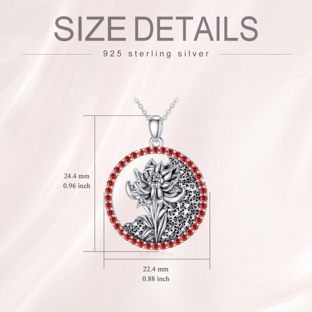 Sterling zilveren cirkelvormige zirkonia gepersonaliseerde geboortesteen geboorte bloem sneeuwklokje hanger ketting-5