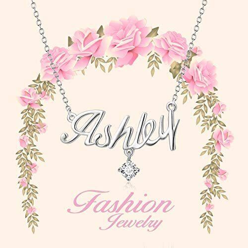 Colar de nome cursivo com placa de identificação personalizada em prata esterlina para mulheres-5