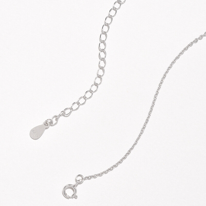 Sterling Silver Circular Shaped Cubic Zirconia Personalized Birthstone Pendant Necklace-5