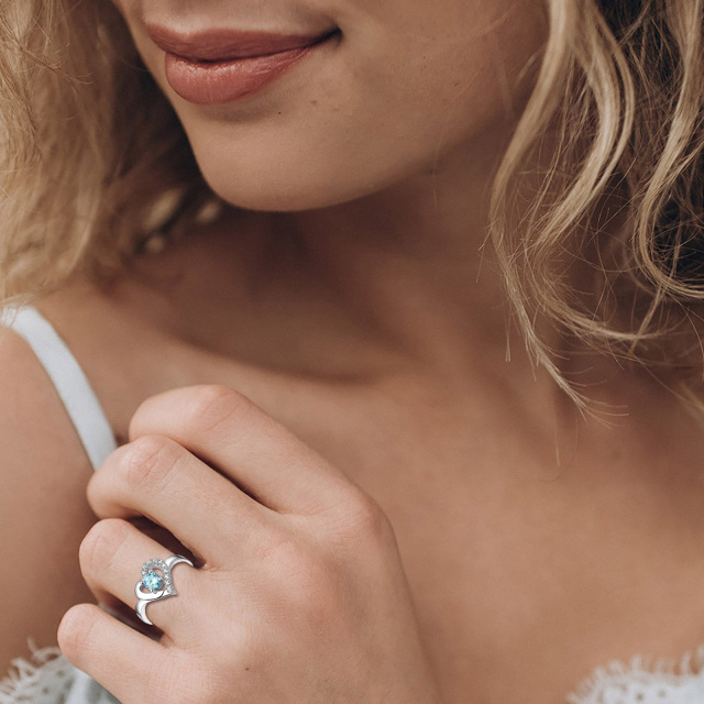 Anillo personalizado de plata de ley con circonita cúbica y piedra de nacimiento-2