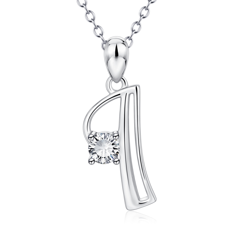 Colar com pendente inicial Q personalizado em prata de lei CZ para mulher-1