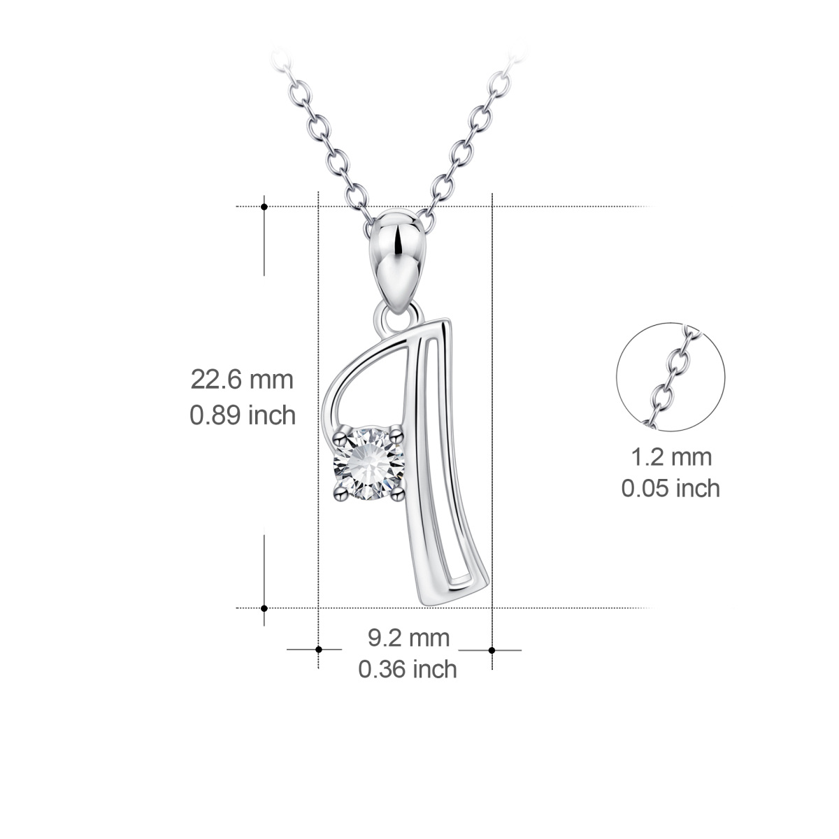 Collier avec pendentif lettre initiale personnalisée en argent sterling avec oxyde de zirconium de forme circulaire avec lettre initiale I-4