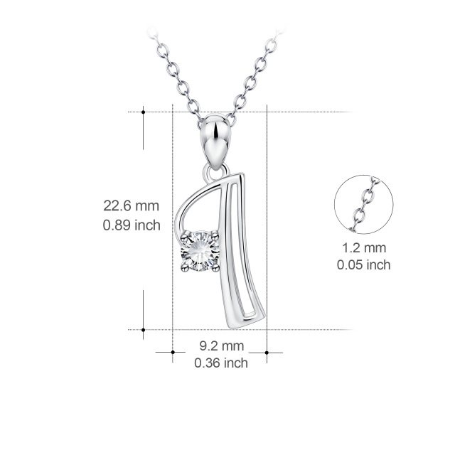 Personalisierte Halskette mit rundem Buchstaben-Anhänger aus Sterlingsilber mit Zirkonia und Anfangsbuchstaben I-4