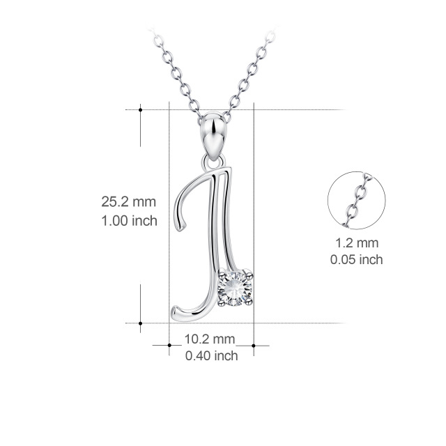 Sterling zilveren cirkelvormige zirkonia gepersonaliseerde beginletter hanger ketting met beginletter J-4