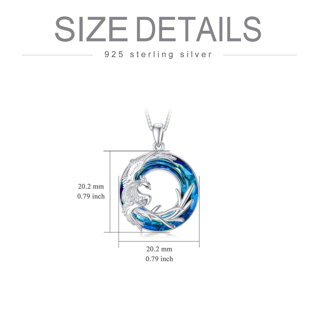 Sterling Silver Circular Shaped Phoenix Crystal Pendant Necklace-5