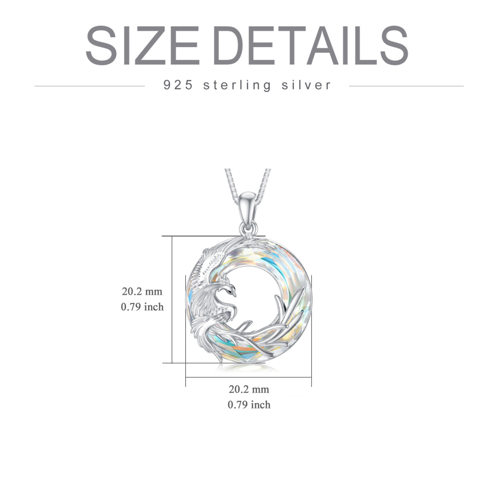 Collier avec pendentif en cristal de phénix en argent sterling de forme circulaire-4