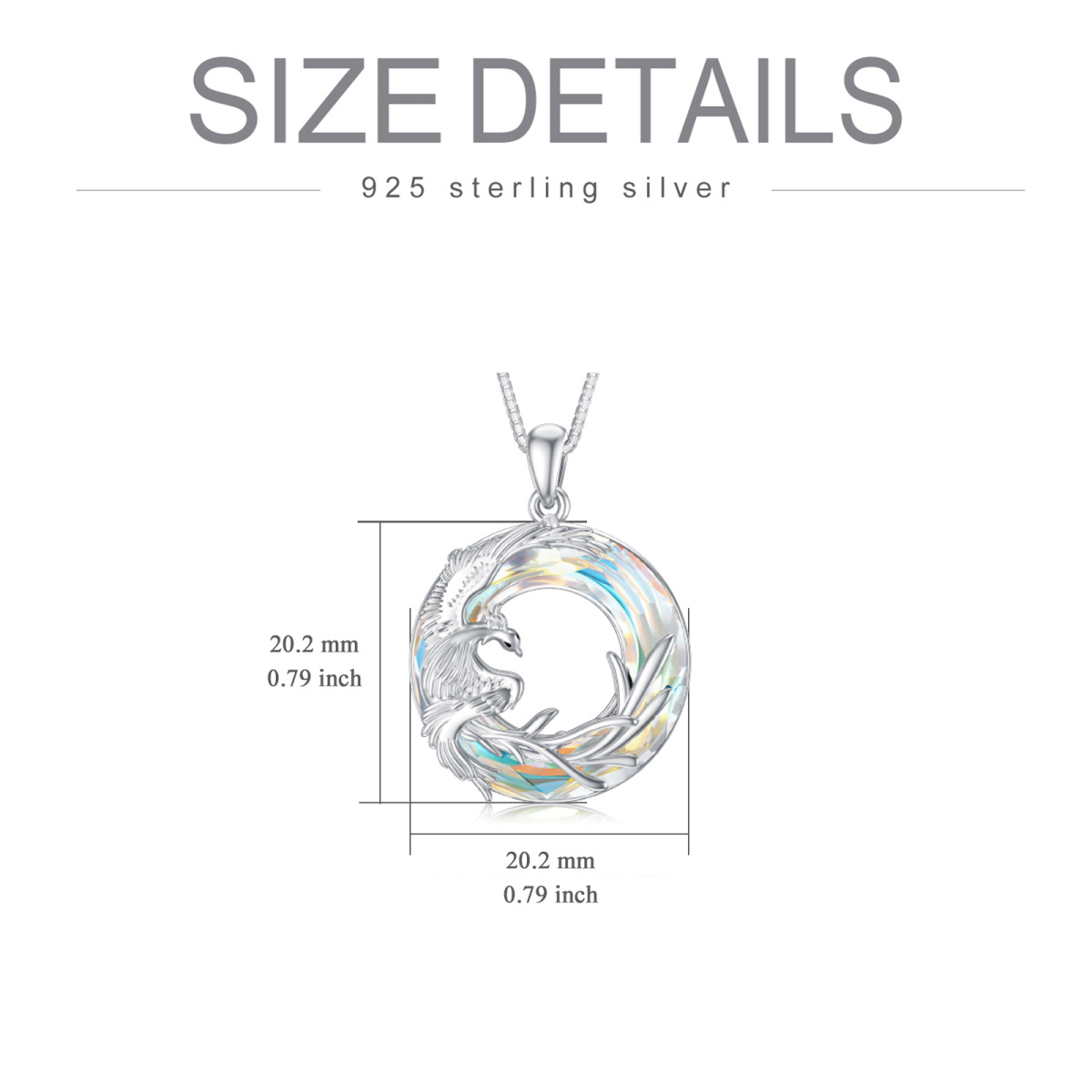 Sterling Silver Circular Shaped Phoenix Crystal Pendant Necklace-4