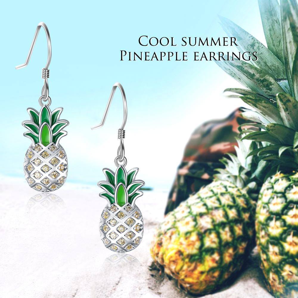 Boucles d'oreilles pendantes en argent sterling avec ananas en zircon cubique de forme cir-6