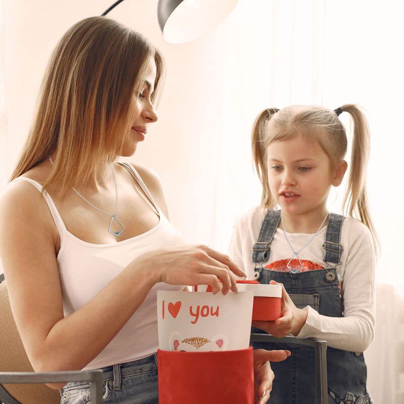 Halskette mit kreisförmigem Projektionsstein-Anhänger aus Sterlingsilber für Damen-2