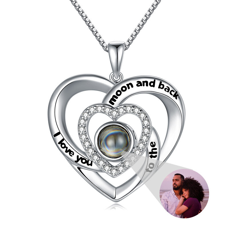 Collier en argent sterling avec pendentif en forme de coeur en pierre de projection de for-1