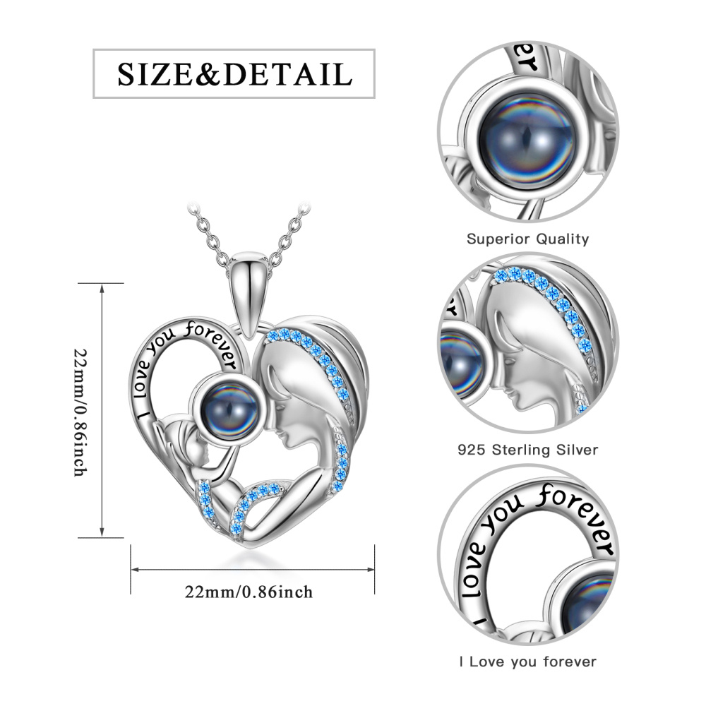Collana con ciondolo personalizzato in argento sterling a forma di cerchio e pietra di proiezione, con parola incisa-7