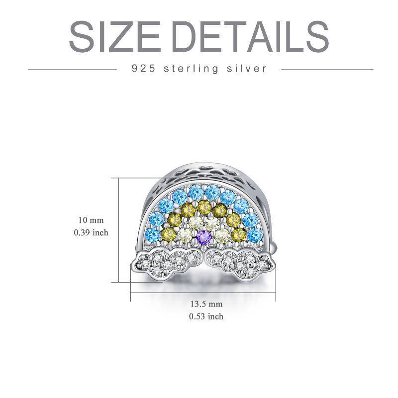 Sterling Silber kreisförmig geformt Cubic Zirkonia Regenbogen Bead Charm-4