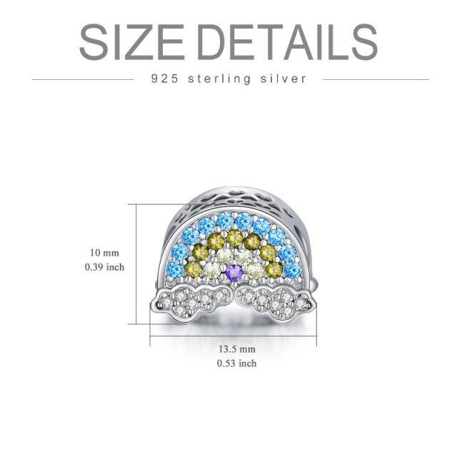 Sterling Silver Circular Shaped Cubic Zirconia Rainbow Bead Charm-4