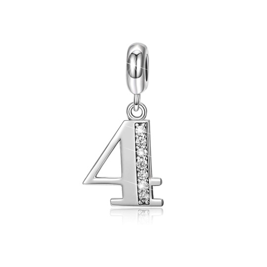 Charm-Anhänger aus Sterlingsilber mit kreisförmigen Zirkonia und römischen Ziffern